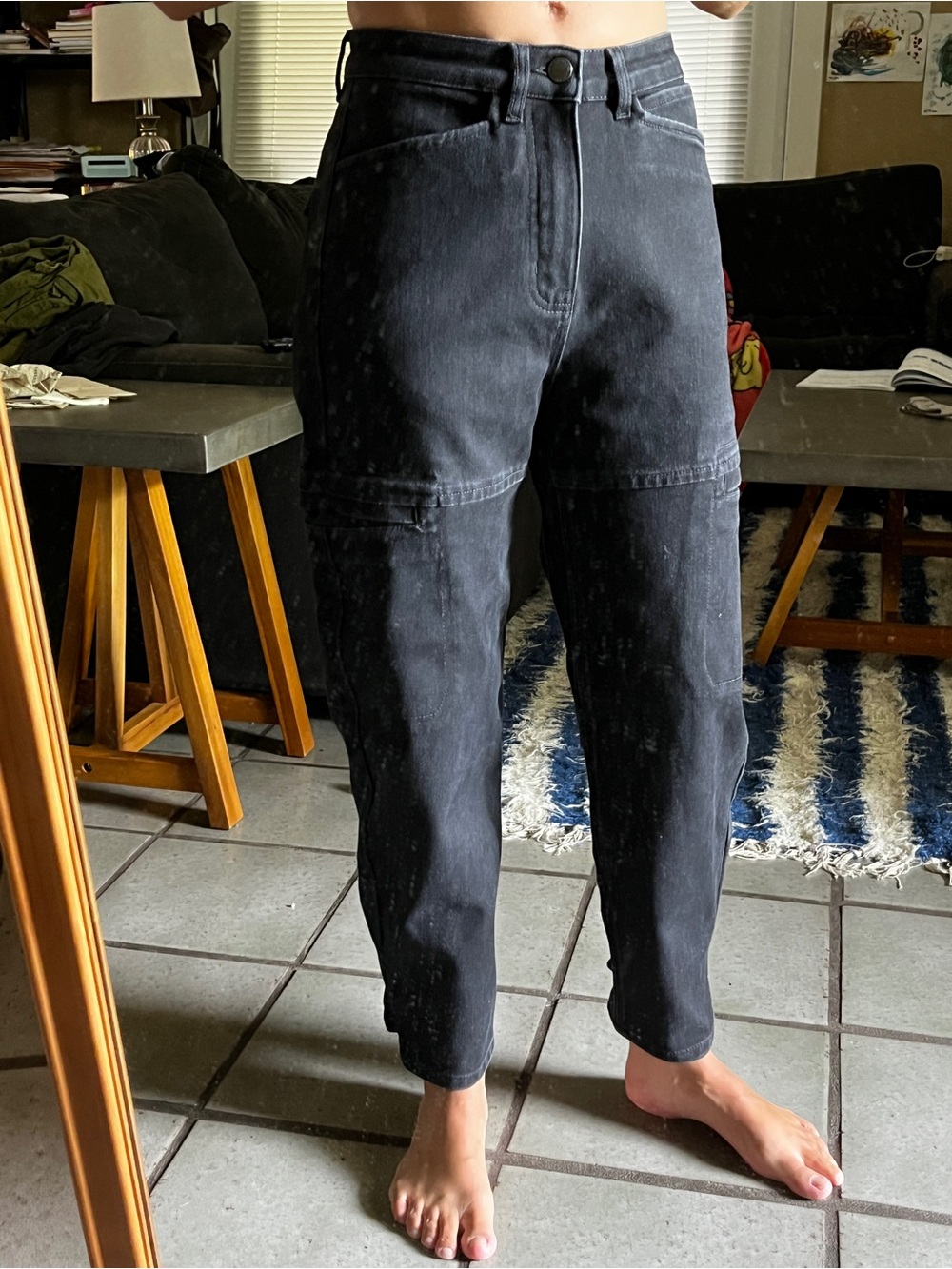 All-Weather Denim High Rise Barrel Pants
